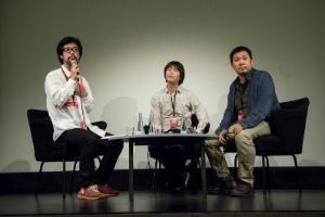 Berlin Documentary Forum 3. Tohoku Trilogy - Films and Talks: Koyo Yamashita, Sakai Ko & Hamaguchi Ryusuke (from left to right)