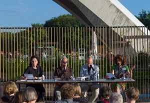 Internationaler Literaturpreis 2014. "Geraffte Zeiten" - Sabine Peschel, Eike Schönfeld, Laurenz Bolliger und Dulcie Smart (v.l.n.r.) 