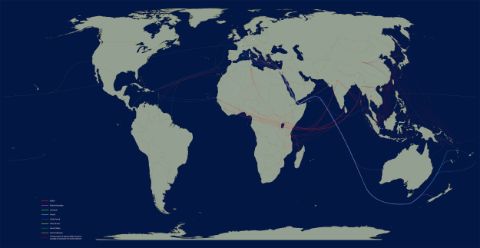 Tiffany Chung, sketch for Tirailleurs, Worker-Soldiers, ‘Comfort Women’: Sea Voyages, Global Movements, Disremembered Histories of WWII (2026). Courtesy of the artist