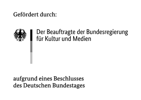 Logo: Gefördert durch Den Beauftragten der Bundesregierung für Kultur und Medien aufgrund eines Beschlusses des Deutschen Bundestages